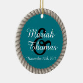 Nautical White Rope en Anchor Monogram Keramisch Ornament (Rechts)