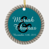 Nautical White Rope en Anchor Monogram Keramisch Ornament (Voorkant)