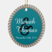 Nautical White Rope en Anchor Monogram Keramisch Ornament (Links)