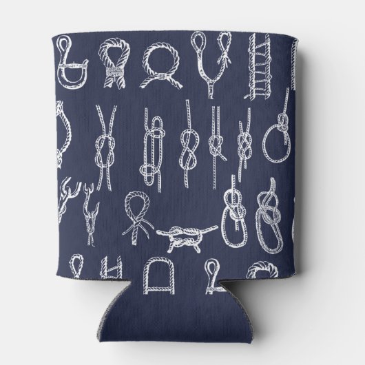 Nautical White Rope-knoppen | Gepersonaliseerd Blikjeskoeler (Achterkant)