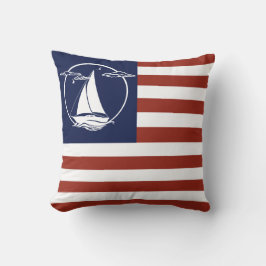 Nautical white sailboat/American flag stripe Kussen