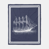 Nautical White  Schooner Ship Fleece Deken (Voorkant)