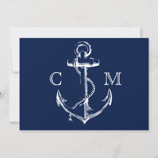 Nautical White Ship Anchor Wedding Invitation (Achterkant)