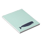 Nautical White Stripes and Navy Whale Notitieblok (Schuin)