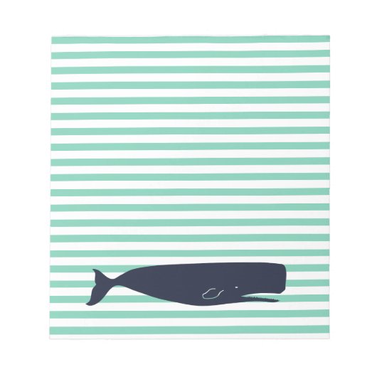 Nautical White Stripes and Navy Whale Notitieblok (Voorkant)