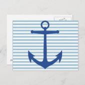 Nautical White Stripes en Anchor Custom Briefkaart (Voorkant / Achterkant)