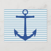 Nautical White Stripes en Anchor Custom Briefkaart (Voorkant)