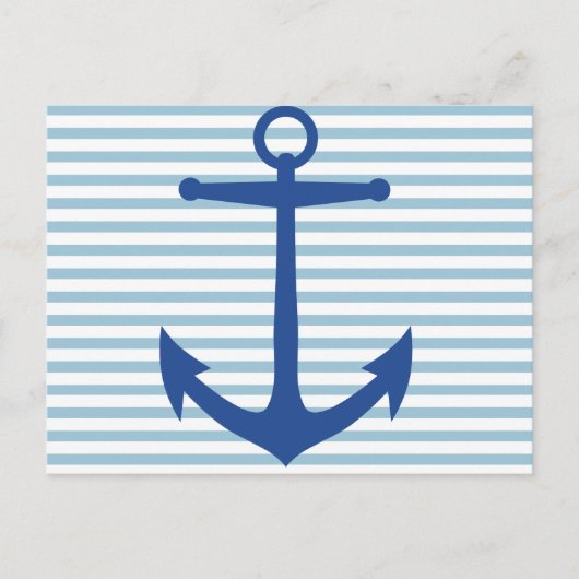 Nautical White Stripes en Anchor Custom Briefkaart (Voorkant)