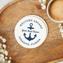 Nautical White Welcome Aboard Name Anchor