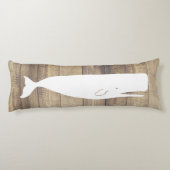 Nautical White Whale & Faux Light Ship Wood Lichaamskussen (Achterkant)