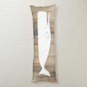 Nautical White Whale & Faux Light Ship Wood Lichaamskussen (Achterkant (Verticaal))