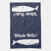 Nautical White Whale Hallo bij de marine Theedoek (Verticaal)