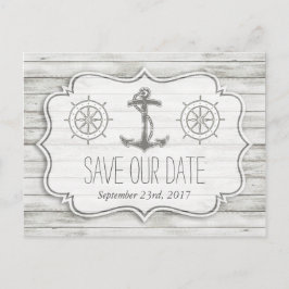 Nautical Whitewash Wood Beach Wedding Collectie Aankondigingskaart