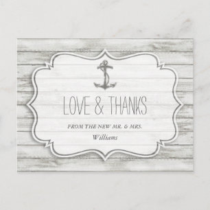 Nautical Whitewash Wood Beach Wedding Collectie Briefkaart