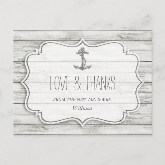 Nautical Whitewash Wood Beach Wedding Collectie Briefkaart (Voorkant)