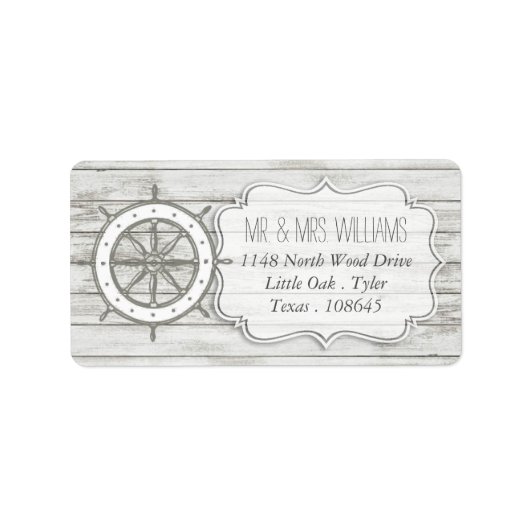 Nautical Whitewash Wood Beach Wedding Collectie Etiket (Voorkant)
