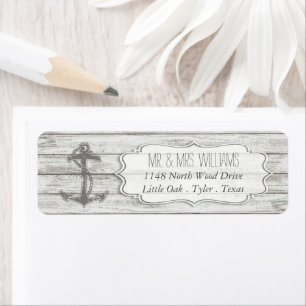 Nautical Whitewash Wood Beach Wedding Collectie Etiket