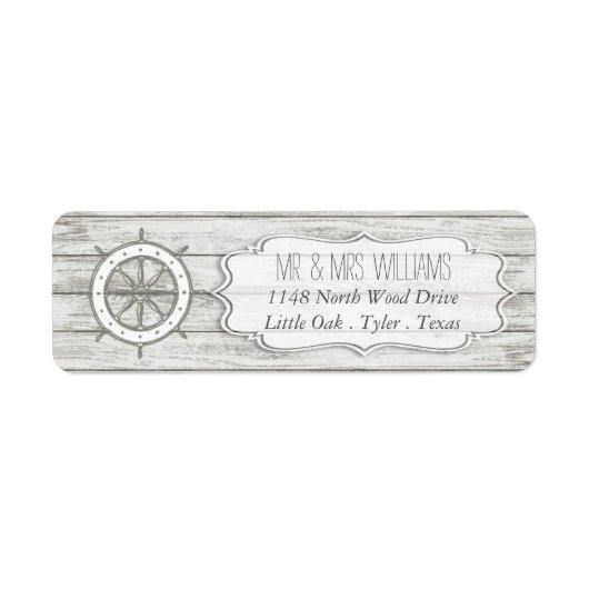 Nautical Whitewash Wood Beach Wedding Collectie Etiket (Voorkant)