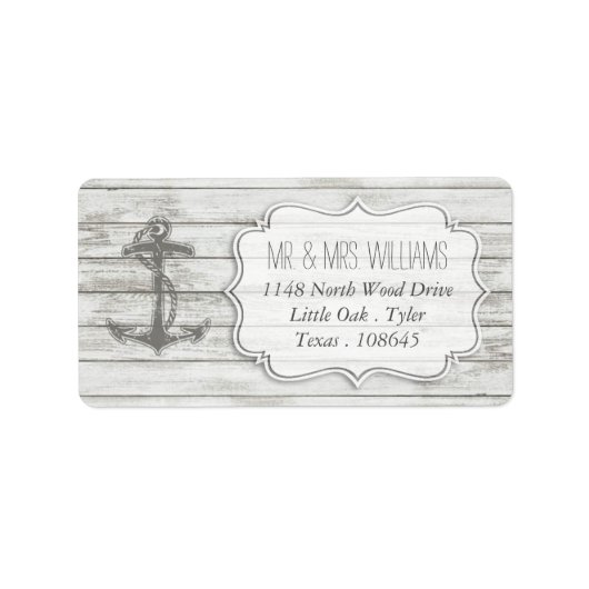 Nautical Whitewash Wood Beach Wedding Collectie Etiket (Voorkant)