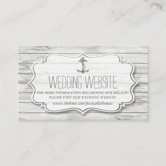 Nautical Whitewash Wood Beach Wedding Collectie Informatiekaartje (Voorkant)
