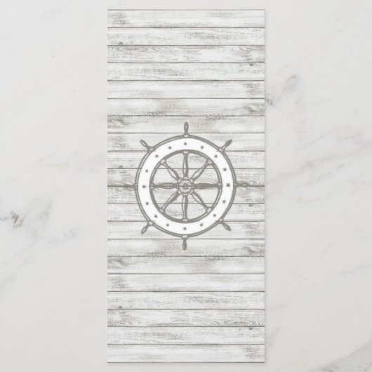 Nautical Whitewash Wood Beach Wedding Collectie Menu (Achterkant)