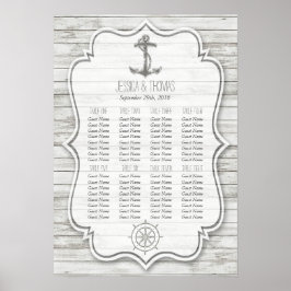 Nautical Whitewash Wood Beach Wedding Collectie Poster