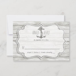 Nautical Whitewash Wood Beach Wedding Collectie RSVP Kaartje