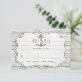 Nautical Whitewash Wood Beach Wedding Collectie RSVP Kaartje (Staand voorkant)