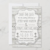 Nautical Whitewash Wood Beach Wedding Collectie Save The Date (Voorkant)