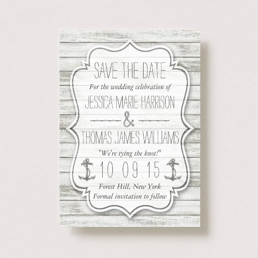 Nautical Whitewash Wood Beach Wedding Collectie Save The Date