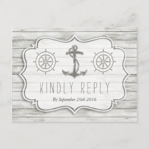 Nautical Whitewash Wood Beach Wedding Collectie Uitnodiging Briefkaart