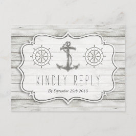 Nautical Whitewash Wood Beach Wedding Collectie Uitnodiging Briefkaart