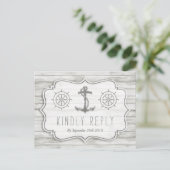 Nautical Whitewash Wood Beach Wedding Collectie Uitnodiging Briefkaart (Staand voorkant)
