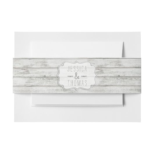 Nautical Whitewash Wood Beach Wedding Collectie Uitnodigingen Wikkel (Voorkant Voorbeeld)