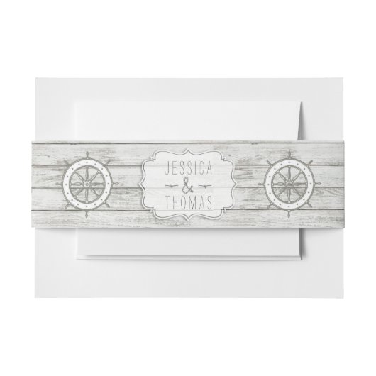 Nautical Whitewash Wood Beach Wedding Collectie Uitnodigingen Wikkel (Voorkant Voorbeeld)
