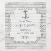 Nautical Whitewash Wood Beach Wedding Collectie Wijn Etiket (Enkel label)