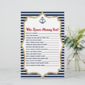 Nautical Who kent Mammie Baby shower Game Briefpapier (Staand voorkant)
