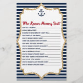 Nautical Who kent Mammie Baby shower Game Briefpapier (Voorkant)