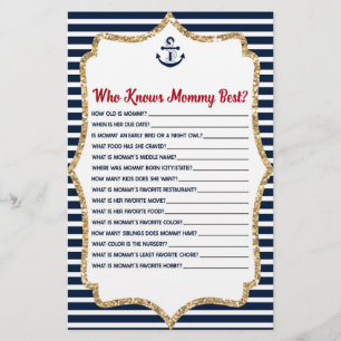 Nautical Who kent Mammie Baby shower Game Briefpapier