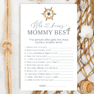 Nautical Wie weet Mama Beste Baby shower Spel
