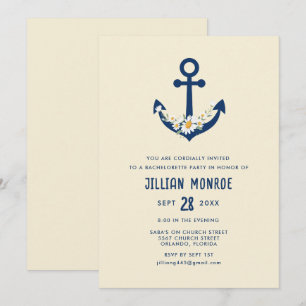 Nautical Wildflower Anker Bachelorette Party Kaart