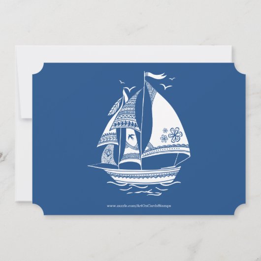 Nautical Wind Sailing Birthday Party Invitation Kaart (Achterkant)