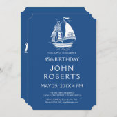 Nautical Wind Sailing Birthday Party Invitation Kaart (Voorkant / Achterkant)