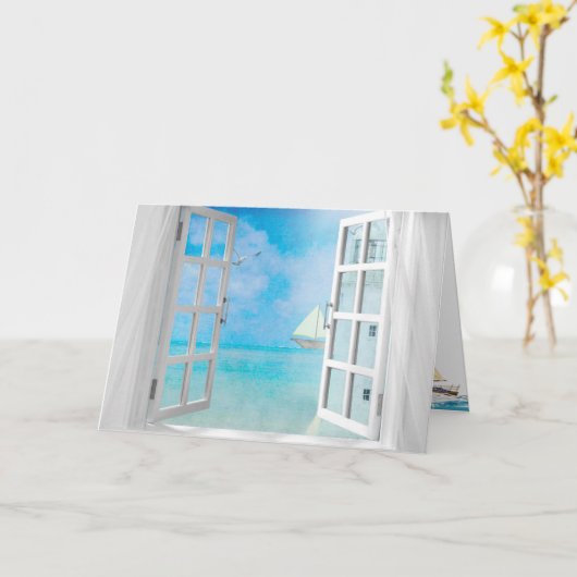 Nautical Window Birthday Kaart (Gele Bloem)