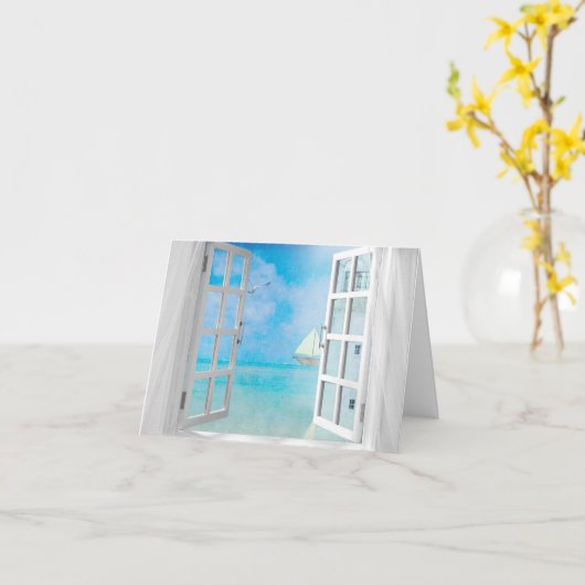 Nautical Window Blank Note Kaart (Gele Bloem)