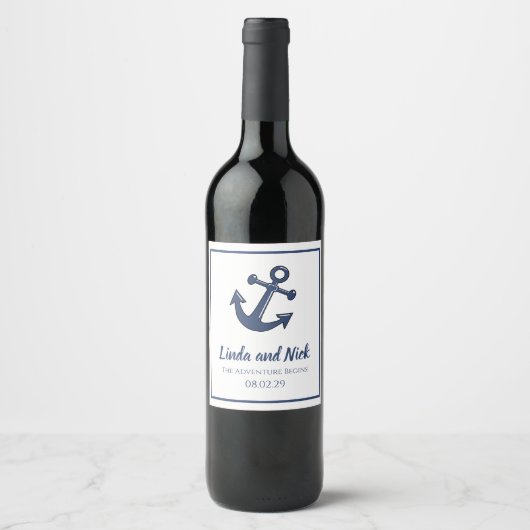 Nautical Wine Bottle labelt het avontuur Wijn Etiket (Voorkant)
