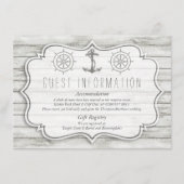 Nautical Witgeschilderde Houten Strand Bruiloft Co Informatiekaartje (Voorkant)