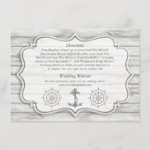 Nautical Witgeschilderde Houten Strand Bruiloft Co Informatiekaartje (Achterkant)