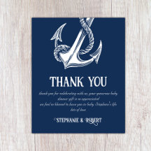 Nautical Witte Anker Baby Shower Bedankt