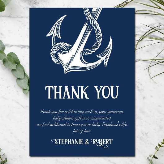 Nautical Witte Anker Baby Shower Bedankt
